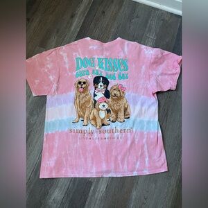Simply Southern Live Love Rescue Pink Tie-Dye Dog T-Shirt Graphic Size L XL